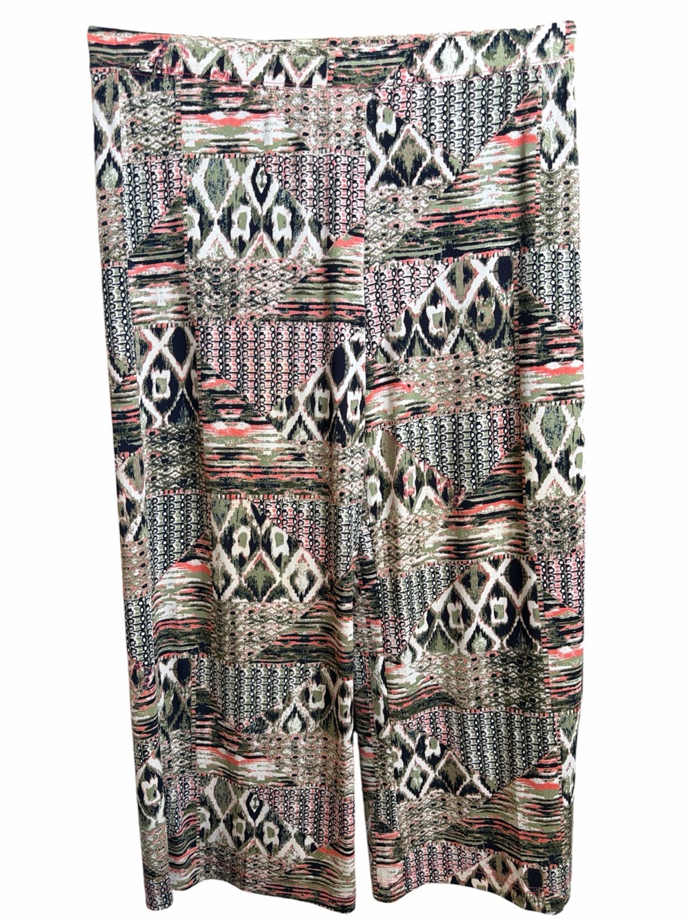 N Touch Petite Printed Wide-Leg Palazzo Pants in Olive,Navy & Pink. EC Size XLP